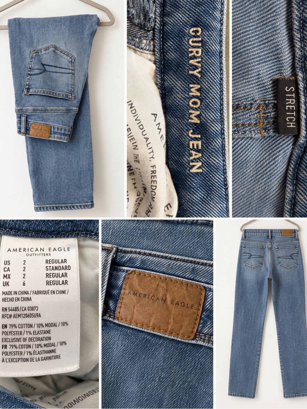 American Eagle Outfitters Curvy Mom Jean in Light Blue - Stretch Denim
